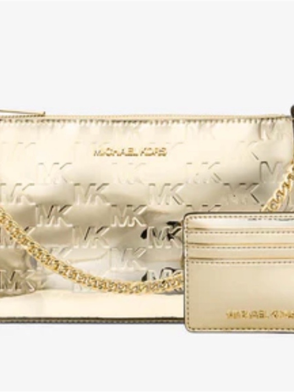 Michael Kors Metallic Gold Quilted Logo Crossbody with Card Sleeve - Picture 5 of 5